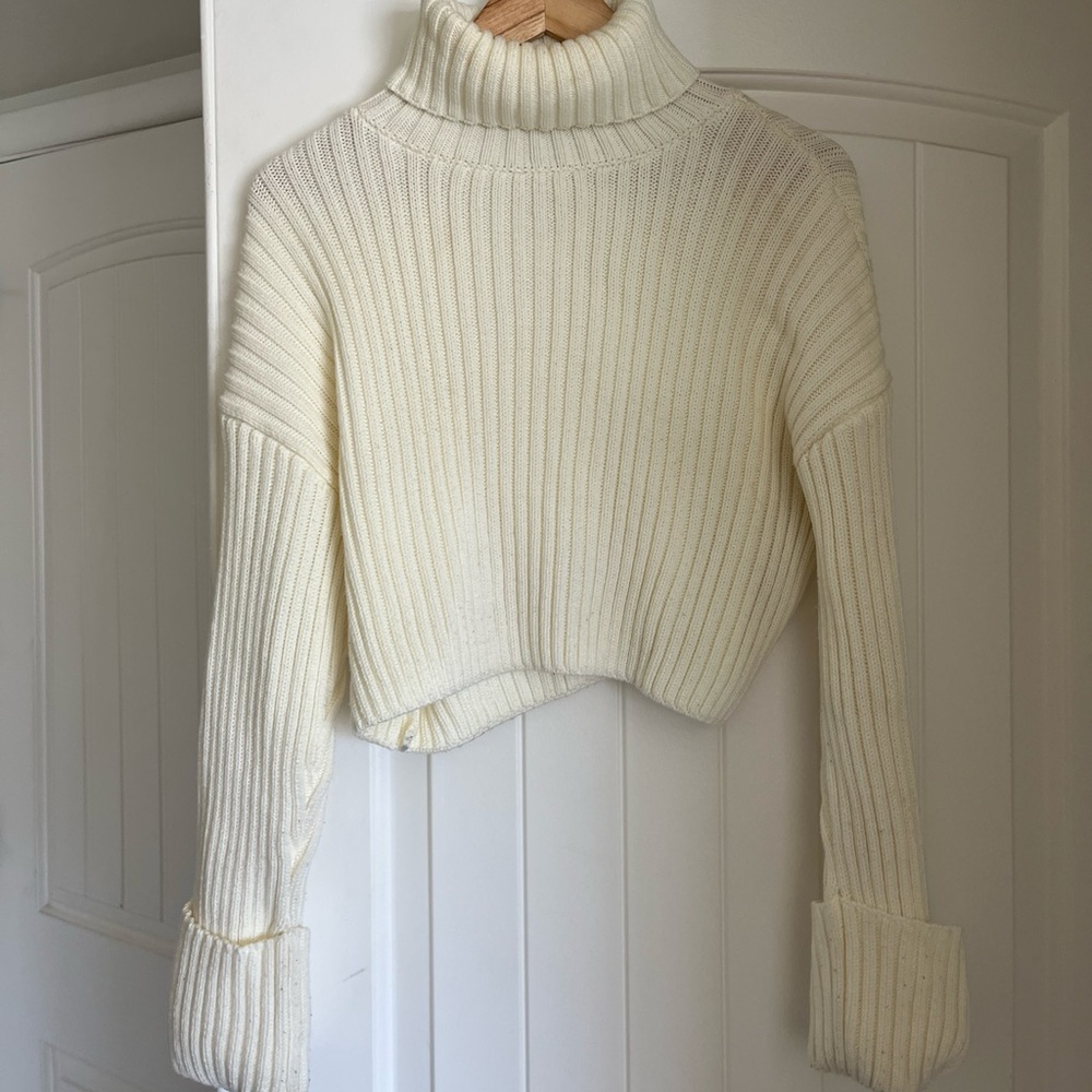 Zara Cropped Knit Turtleneck Sweater